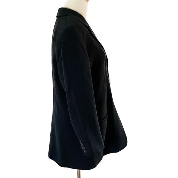 Vintage AKA Eddie Bauer 100% wool ribbed knit blazer jacket black size 10P - Picture 5 of 7